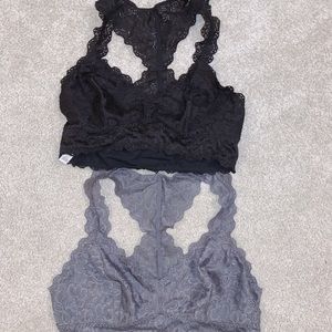Black/Gray lace bralettes (best fits B to D cup)